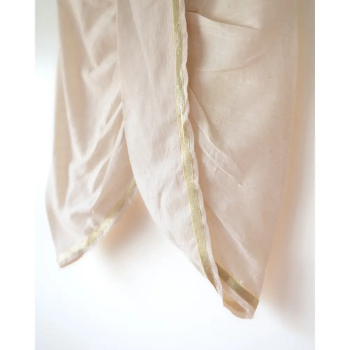 Love The World Today Feeling Festive Unisex Dhoti in Kora Slub Handwoven Cotton