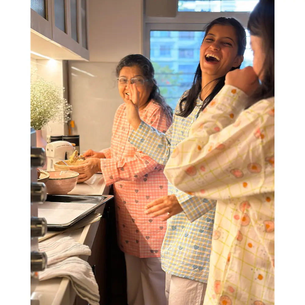 Love The World Today Sleepover Party Kurta and Shorts Co-ord Set - Cookie Print - Blue