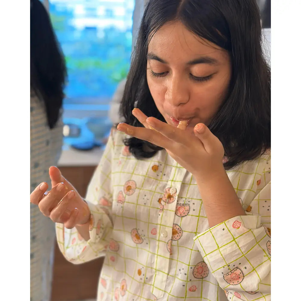 Love The World Today Sleepover Party Kurta and Shorts Co-ord Set - Cookie Print - Blue