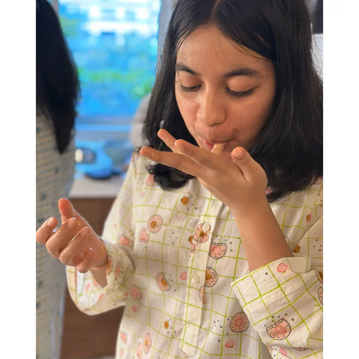 Love The World Today Sleepover Party Kurta and Shorts Co-ord Set - Cookie Print - Blue