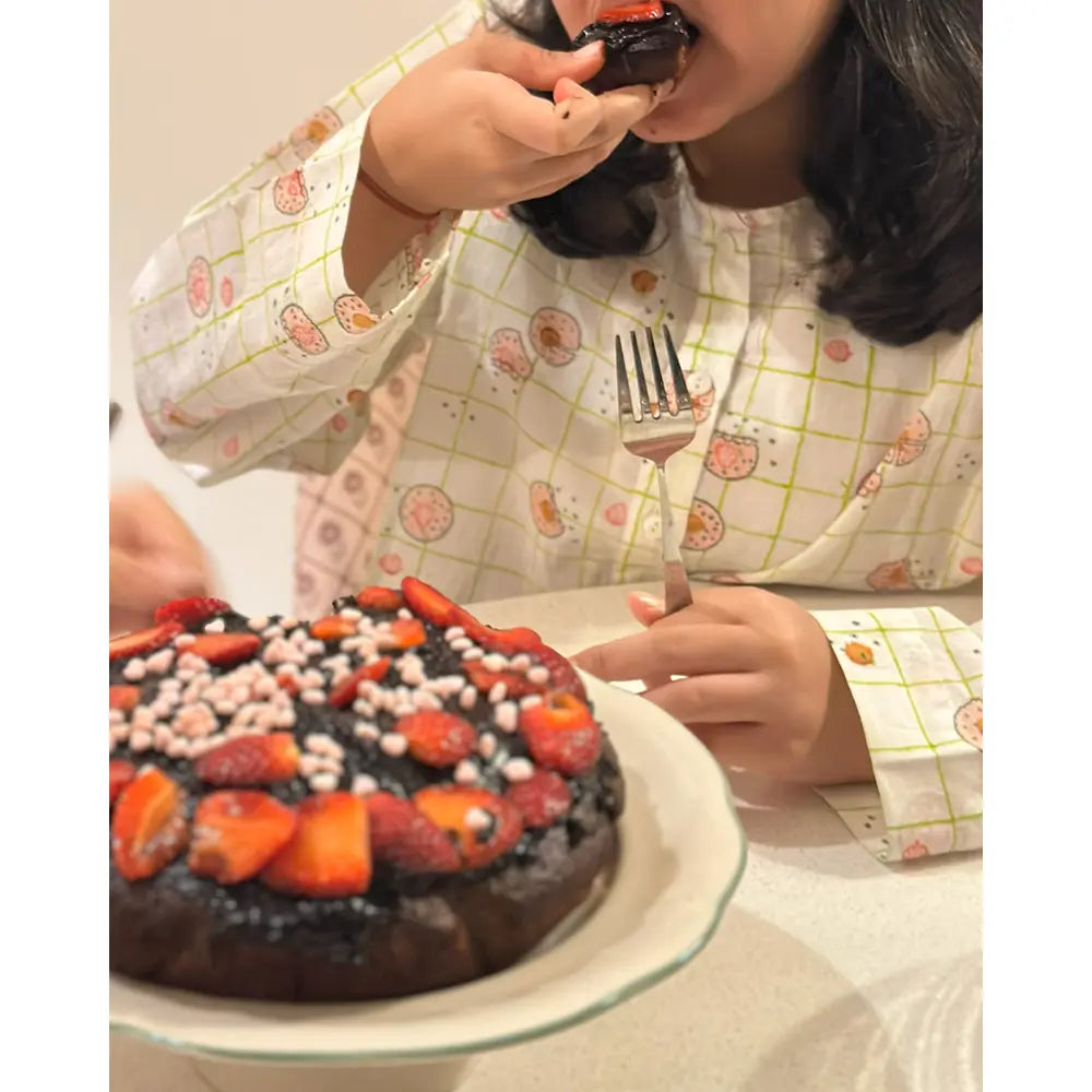 Love The World Today Sleepover Party Kurta and Shorts Co-ord Set - Cookie Print - Blue