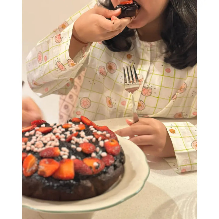 Love The World Today Sleepover Party Kurta and Shorts Co-ord Set - Cookie Print - Blue