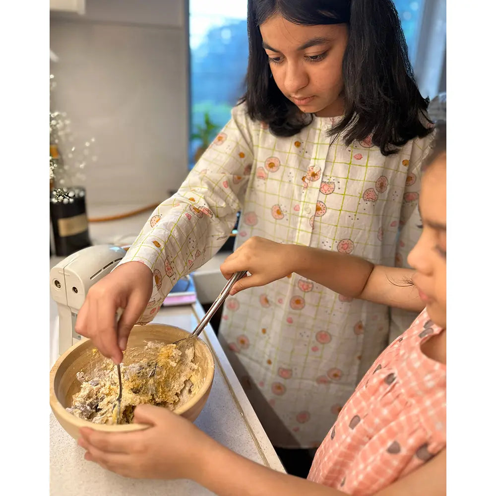 Love The World Today Sleepover Party Kurta and Shorts Co-ord Set - Cookie Print - Blue