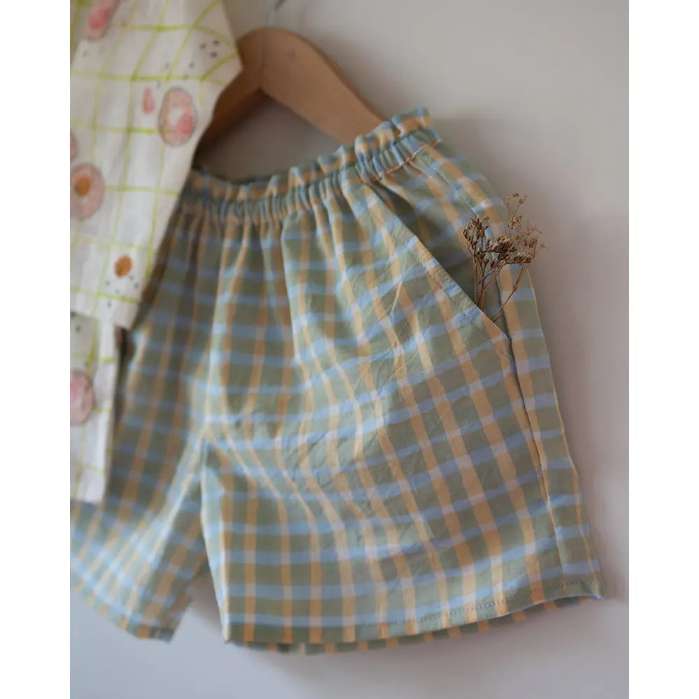 Love The World Today Sleepover Party Kurta and Shorts Co-ord Set - Cookie Print - Blue