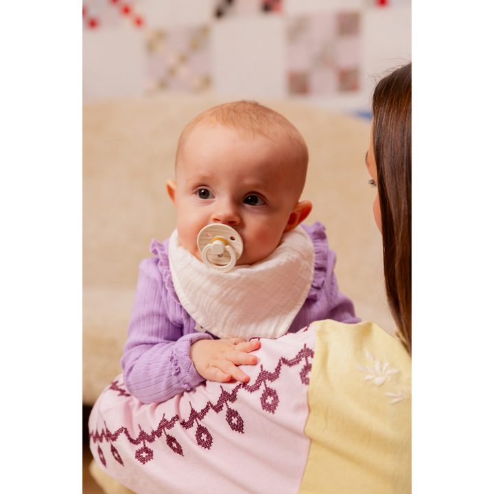 BIBS Studio Natural Rubber Baby Pacifiers – Round &amp; Soft Nipple, Size 2 (6–18 Months), Pack of 2, Ivory &amp; Vanilla Mix – BPA‑Free, 100% Food‑Grade Soother