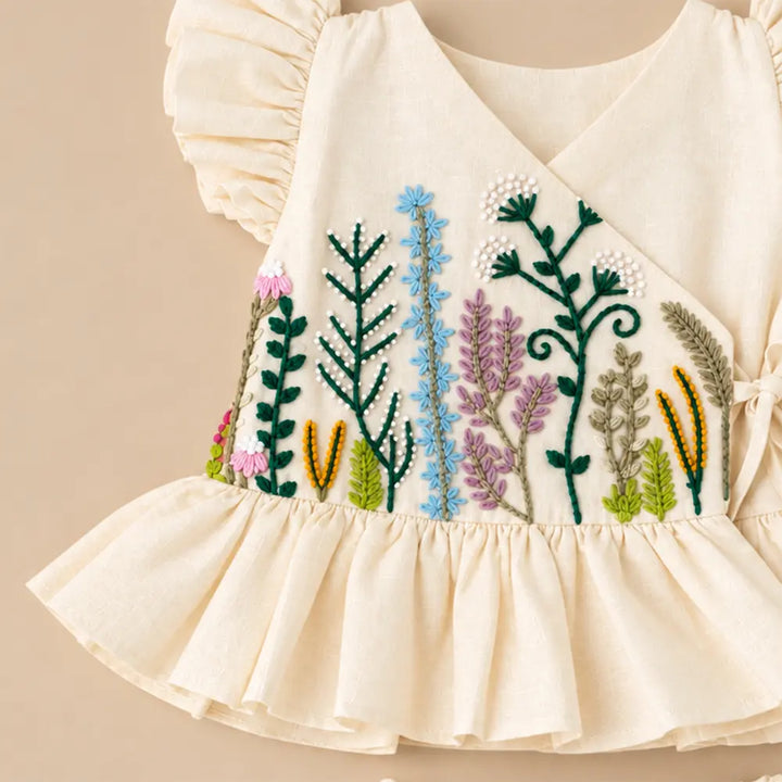 PureCloth.Co Jamna Set | Girls Chanderi Silk | Off-White