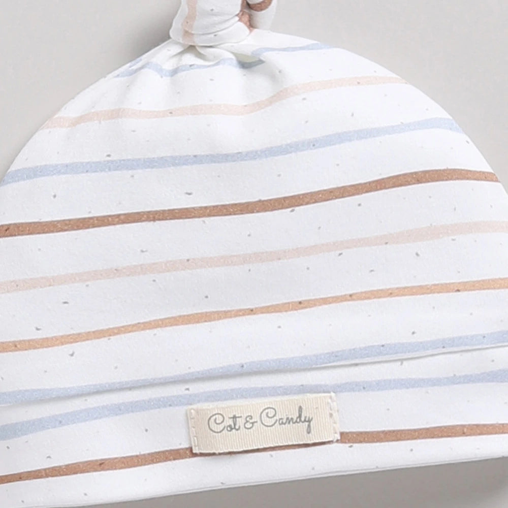 Cot &amp; Candy Baby Organic Beanie - Earthy stripe