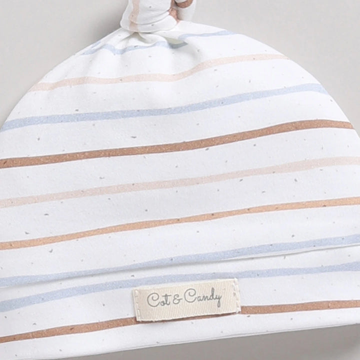 Cot &amp; Candy Baby Organic Beanie - Earthy stripe