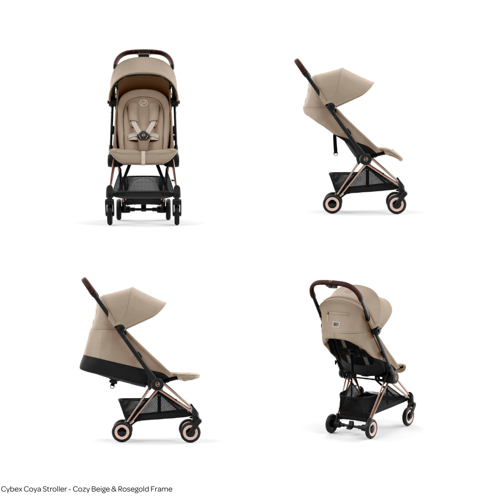 Cybex COYA Compact Travel Friendly Stroller Cozy Beige - Rosegold  Frame