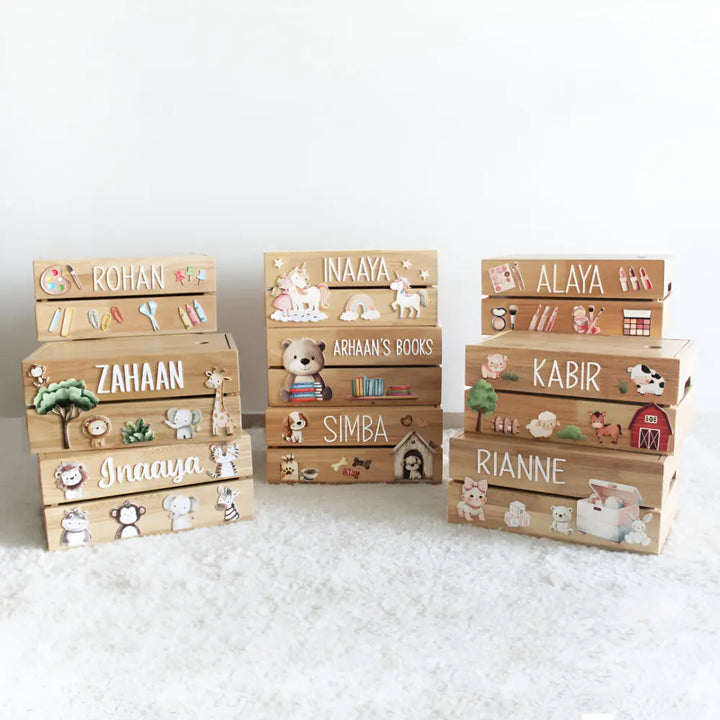 The Tiny Trove Personalized Wooden Box - Books Theme