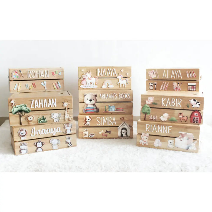 The Tiny Trove Personalized Wooden Box - Cute Animal Theme