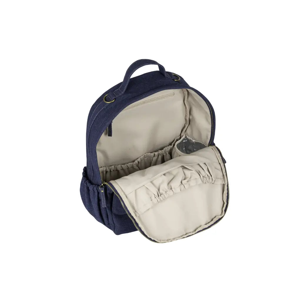 Beaba Tokyo Baby Diaper Backpack – Multifunctional Travel Baby Bag with Large Capacity, Multi-Pocket Organizer with Changing Pad, Insulated Bottle Pouch &amp; Stroller Clips, Ideal for Moms &amp; Dads On the Go, Denim, 0m+