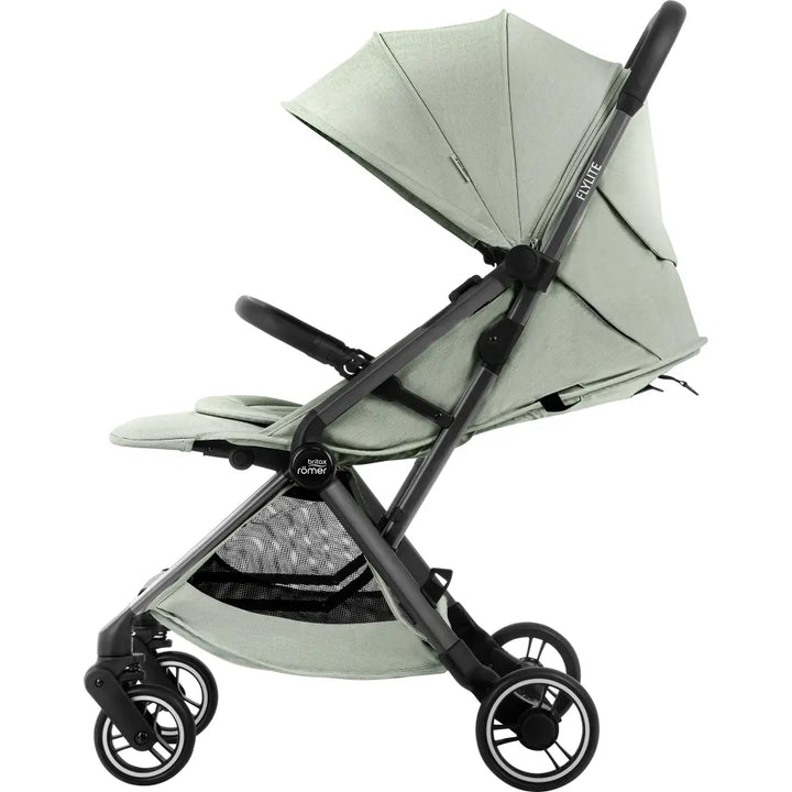 Britax Flylite Cabin Approved Lightweight Compact Stroller|Comfort Soft Insert|One Hand Auto Fold|Flat Reclining Seat|Extra Large Extendable Canopy|0-4Y|Upto 22Kg-Sage Green