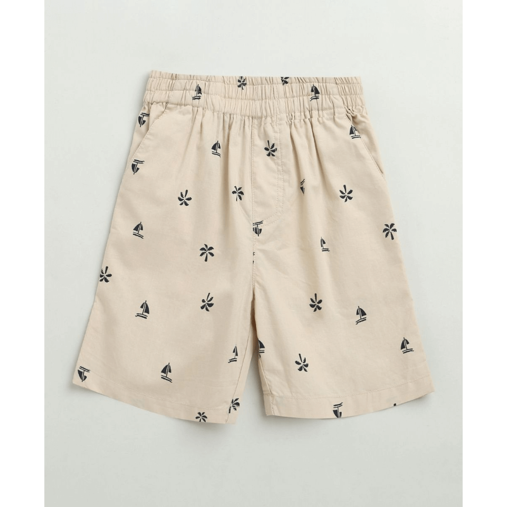 Sweetlime By AS Beige Boat Printed Cotton Poplin Co-ord Set