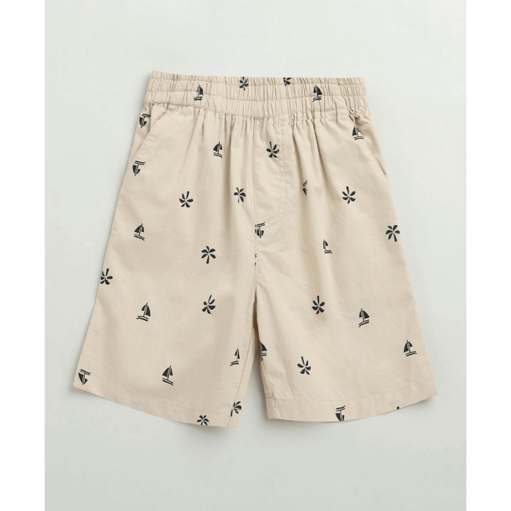 Sweetlime By AS Beige Boat Printed Cotton Poplin Co-ord Set