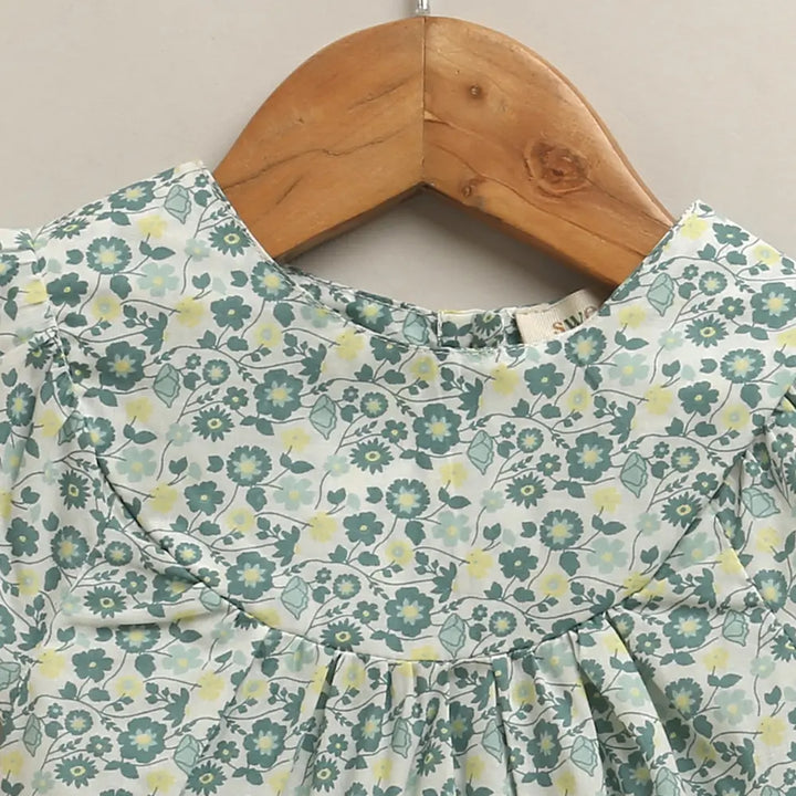 Sweetlime By AS Baby Girls Sage Green Floral Print Romper Sage Green