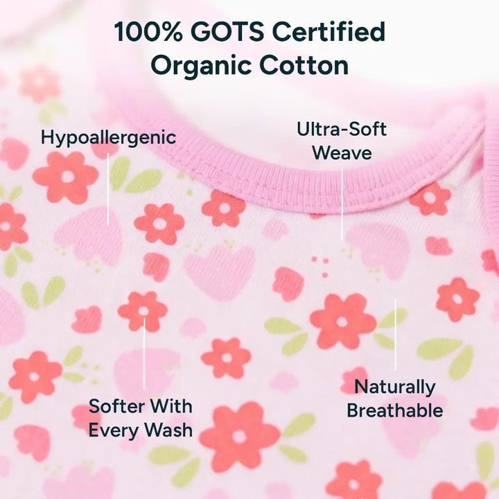 Nintara Baby 100% Unisex Cotton Bodysuit &amp; Pant Set – Flower Shower