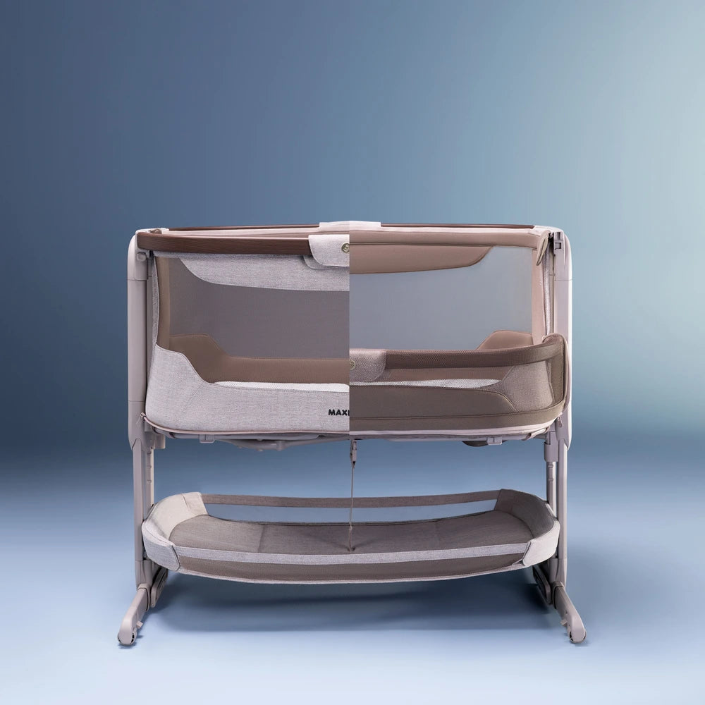 Maxi-Cosi Iora Select Bedside Co-Sleeper, 360° Mesh Ventilation, 5 Height Adjustments, Rocking Function, Anti-Reflux Tilt, Birth-6 Months - Elegance Truffle