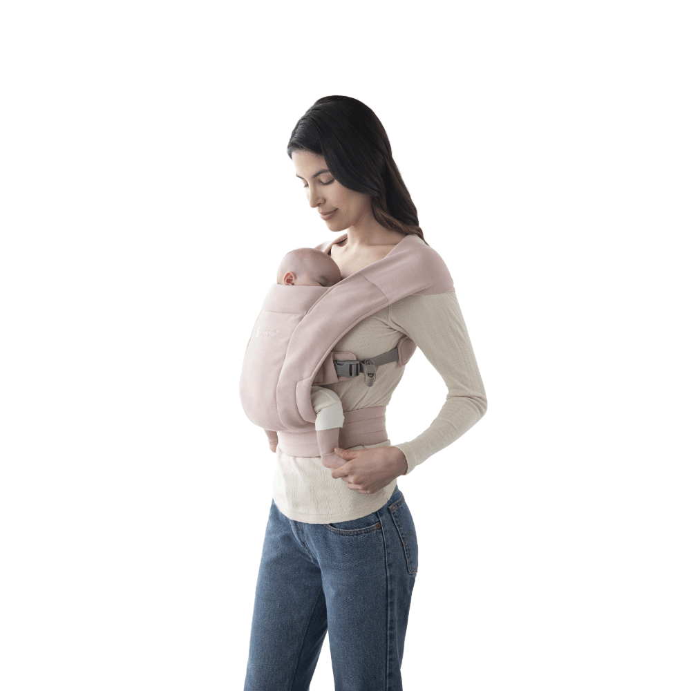 Ergobaby Embrace Newborn Baby Carrier – Soft &amp; Lightweight Fabric, Ergonomic “M” Position and Head Support, Adjustable Waistbelt &amp; Cross Straps, 2 Carry Positions, Easy to Use, 3-11 Kgs, Birth to 12 Months, Blush Pink