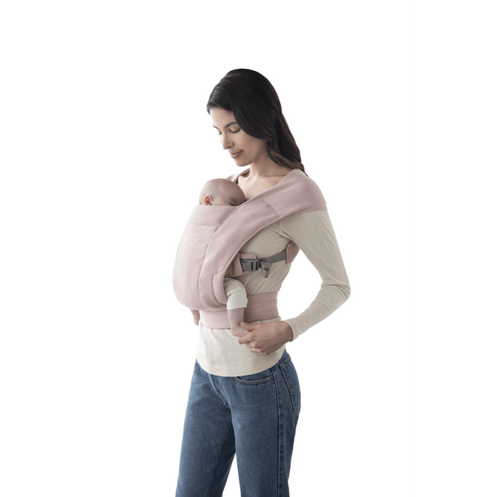Ergobaby Embrace Newborn Baby Carrier – Soft &amp; Lightweight Fabric, Ergonomic “M” Position and Head Support, Adjustable Waistbelt &amp; Cross Straps, 2 Carry Positions, Easy to Use, 3-11 Kgs, Birth to 12 Months, Blush Pink