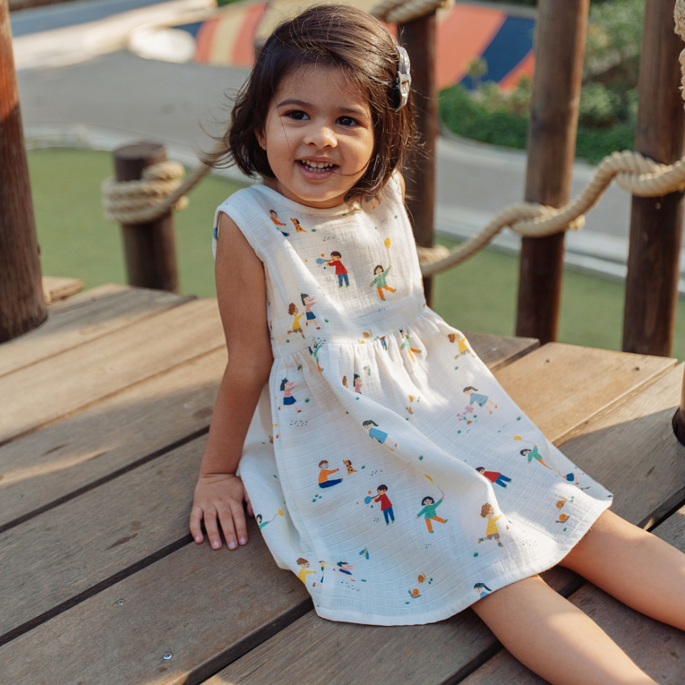 Dulaar Organic Muslin Dress - Playground Adventures