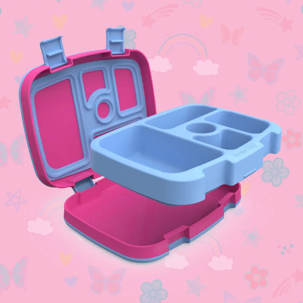 Bentgo Kids Prints with 5 Compartments, Leak-Proof Bento Lunch Box, BPA &amp; PFAS-Free, Microwave &amp; Dishwasher Safe Tray,  3–7 Years - Rainbow &amp; Butterflies