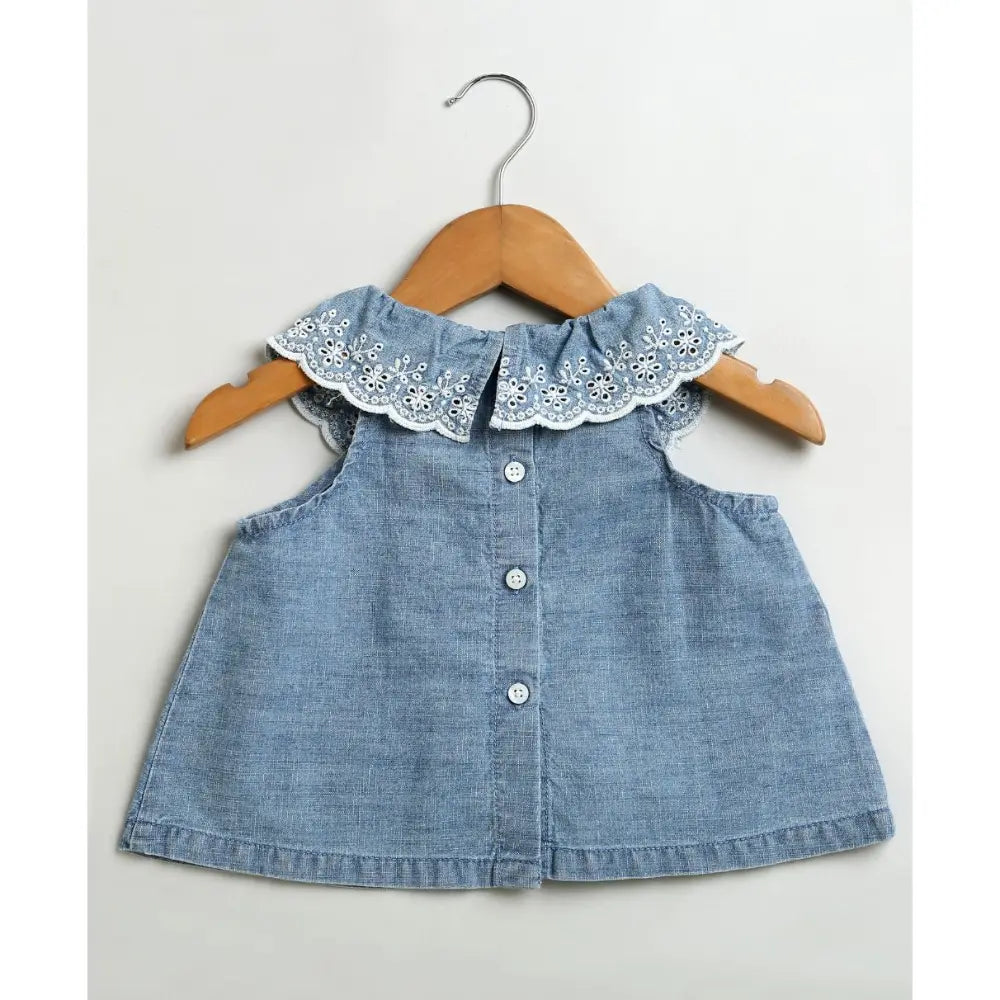 Sweetlime By AS Cotton Denim Ruffle Dress &amp; Bloomer Set - Blue
