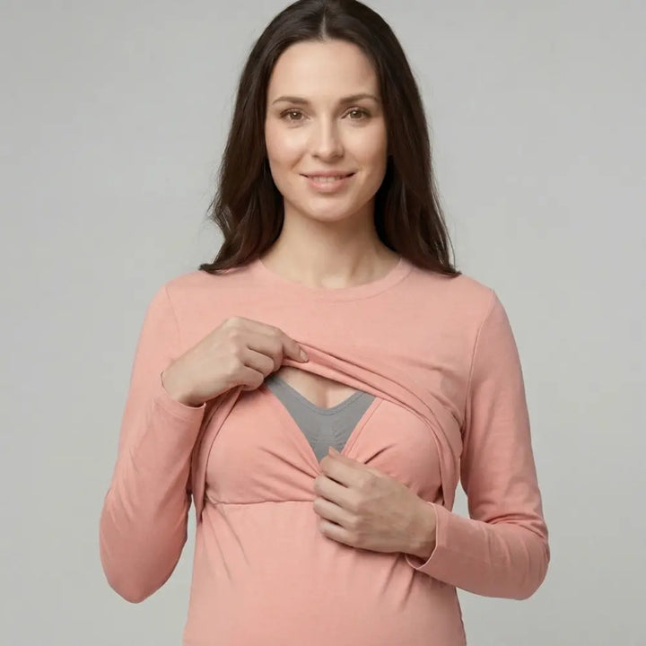 SOL MAMA Flap Access Nursing Top - Pink