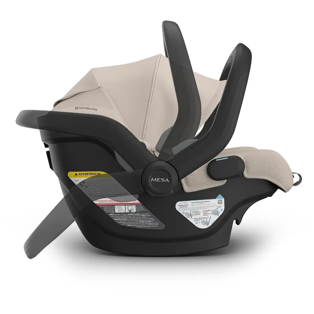 UPPAbaby Mesa V3 Newborn Car Seat with Safety Base, Rear Facing for Infants, Easy Installation, Carry Handle with Sun Canopy, Suitable from Birth - Ada/Sandstone
