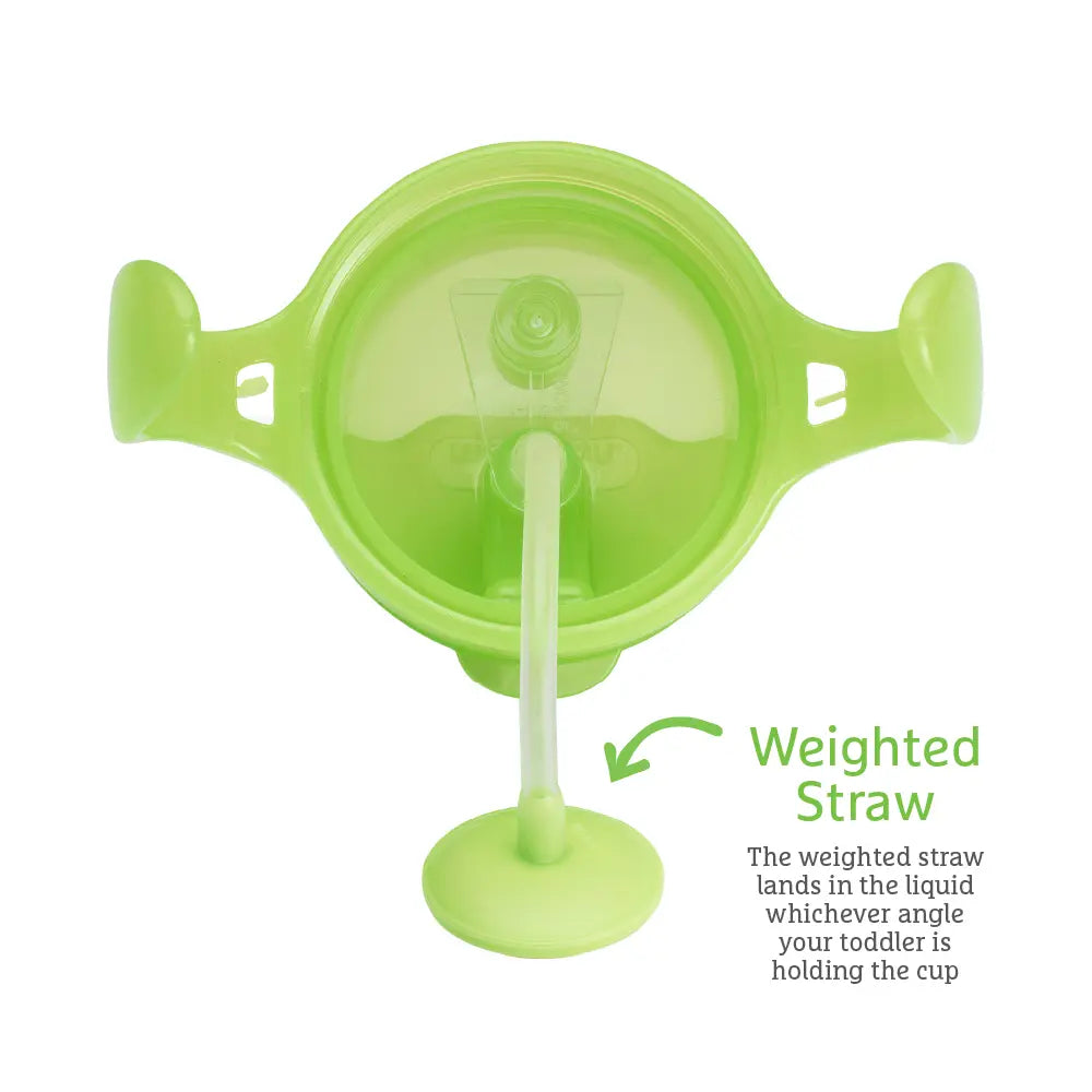 Munchkin Click Lock Tip &amp; Sip Weighted Straw Cup with Handles – Spill-Proof Sippy Cup with Flip-Top Lid, 7oz, BPA-Free, 6+ Months - Green