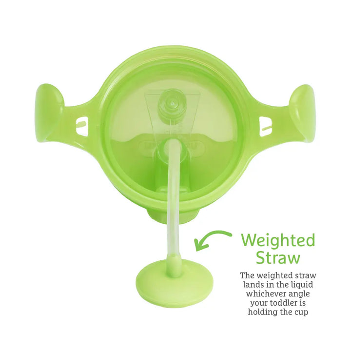 Munchkin Click Lock Tip &amp; Sip Weighted Straw Cup with Handles – Spill-Proof Sippy Cup with Flip-Top Lid, 7oz, BPA-Free, 6+ Months - Green