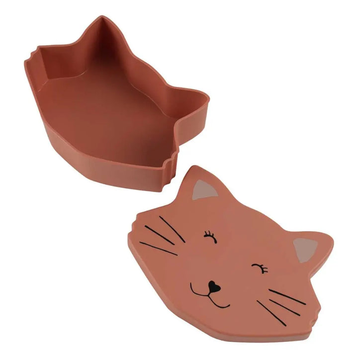 Trixie Animal-Shaped Kids Lunch Box | Durable Dishwasher-Safe Snack &amp; Meal Box with Easy-Open Secure Lid for School, Travel &amp; Picnics | 3 Years Onwards | Mrs. Cat
