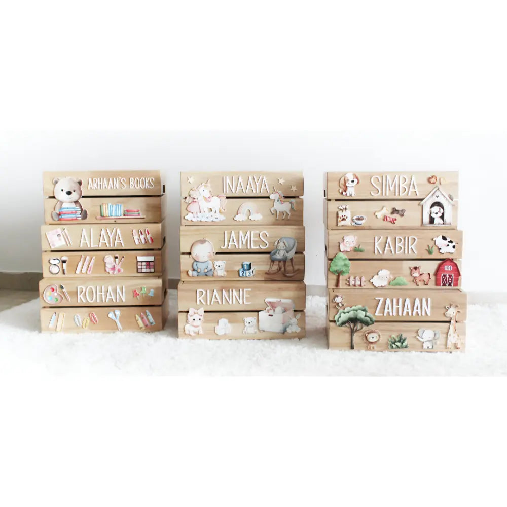 The Tiny Trove Personalized Wooden Box - Birth Statistics Girl Theme