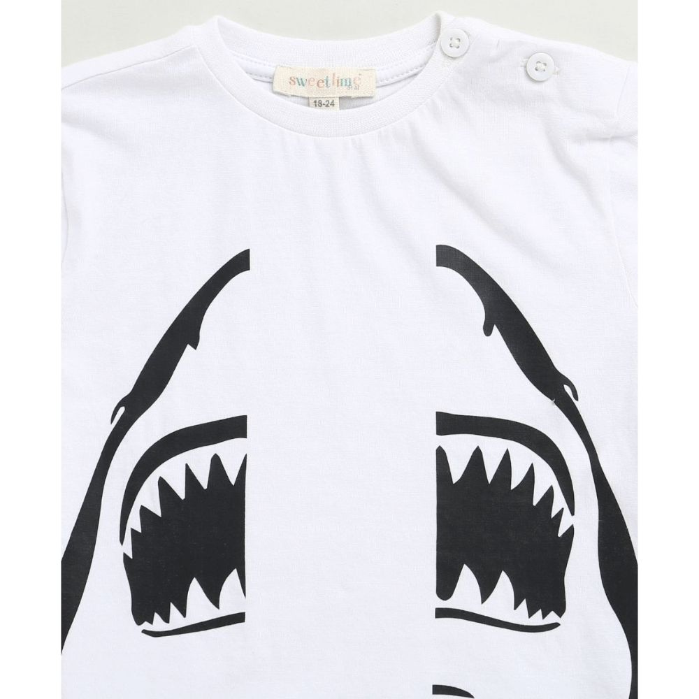 Sweetlime By AS Unisex Jaws &amp; Graffiti Cotton Shorts Co-ord Set
