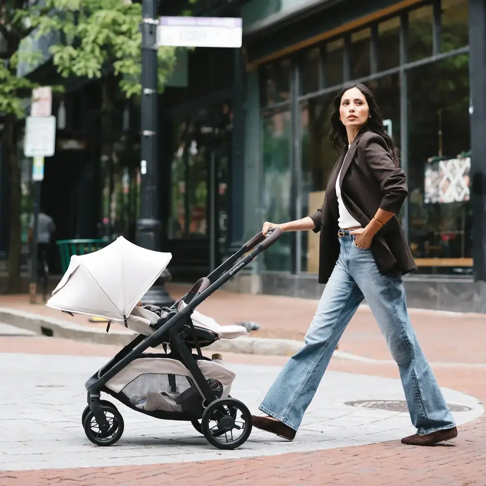 UPPAbaby Kona Stroller, Compact, Reversible Seat, Flat Recline, One Hand Fold, Includes Rain Cover &amp; Insect Net, Suitable from Birth - Ada/Sandstone