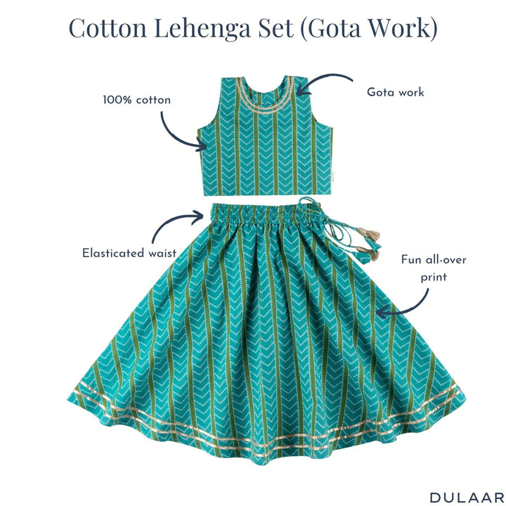 Dulaar Cotton Lehenga Set for Girls (Gota Work)-Zig and Zag