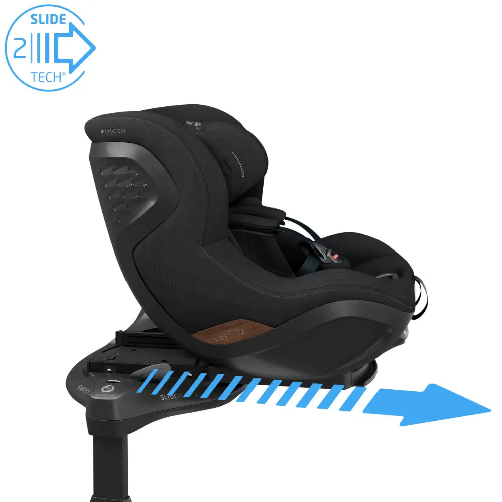 Maxi-Cosi Pearl Slide Pro i-Size All-in-One Car Seat, SLIDETECH®2 Technology, Rear and Forward Facing, 360° Rotation, 5 Recline Positions, Side Impact Protection, 3 Months - 4 Years, ISOFIX Included - Authentic Black