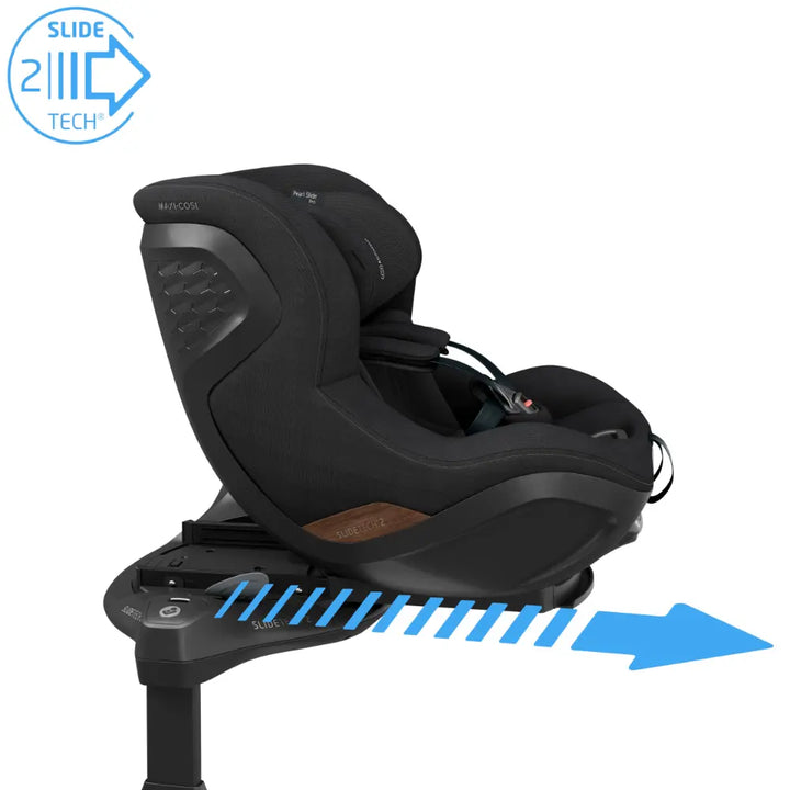 Maxi-Cosi Pearl Slide Pro i-Size All-in-One Car Seat, SLIDETECH®2 Technology, Rear and Forward Facing, 360° Rotation, 5 Recline Positions, Side Impact Protection, 3 Months - 4 Years, ISOFIX Included - Authentic Black