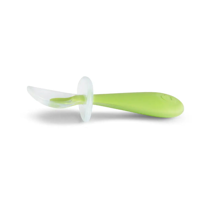 Munchkin Gentle Silicone Training Spoon Set – Anti-Choking Self-Feeding Spoons with Spoon Rest, BPA-Free, 6+ Months - Green &amp; Blue