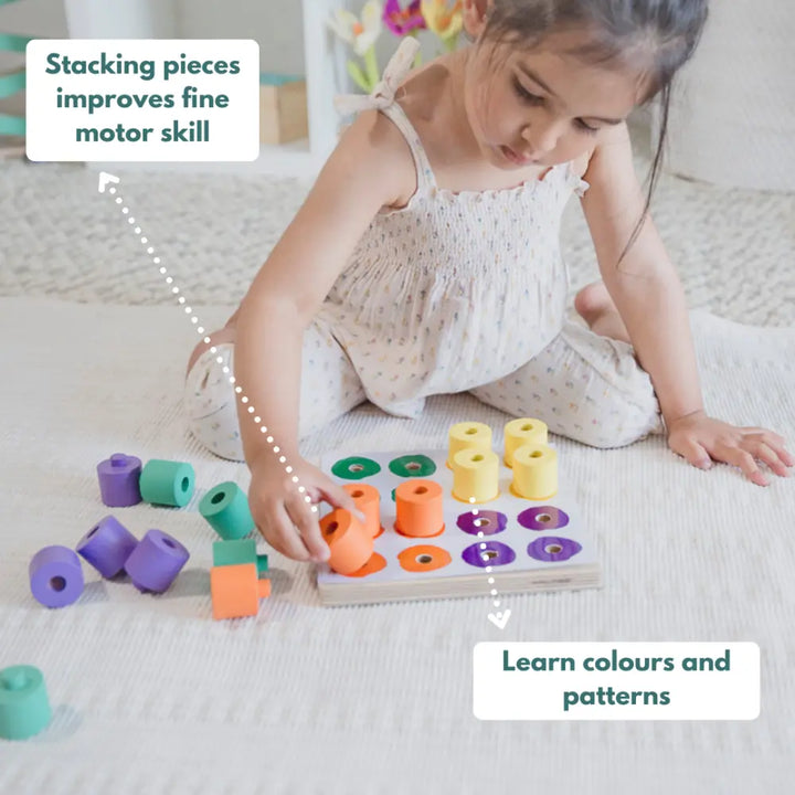 Curious Cub Montessori Box 9 | 8-Piece Toddler Activity Set | Peg Board, Nesting Puzzle &amp; Figurines | 19+ Months