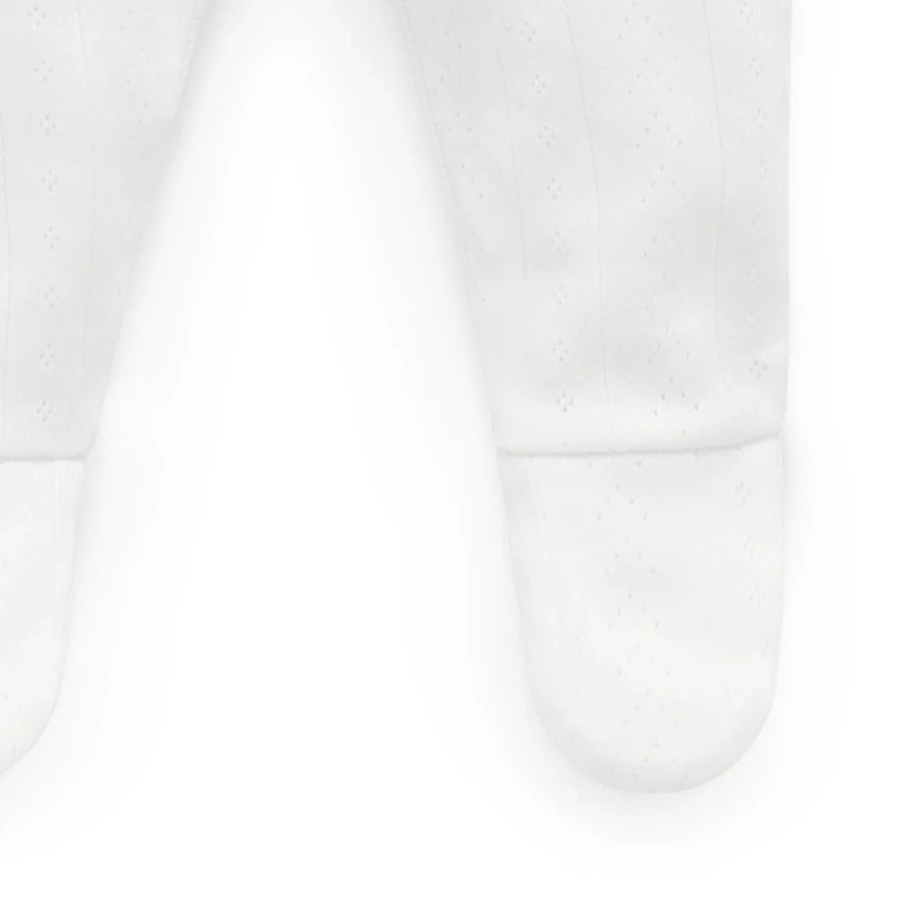 Purebaby Unisex Organic Cotton Pointelle Baby Leggings - White