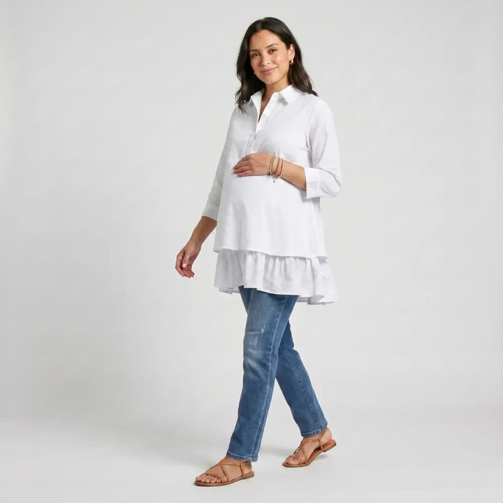 SOL MAMA Layered Bloom Top - White