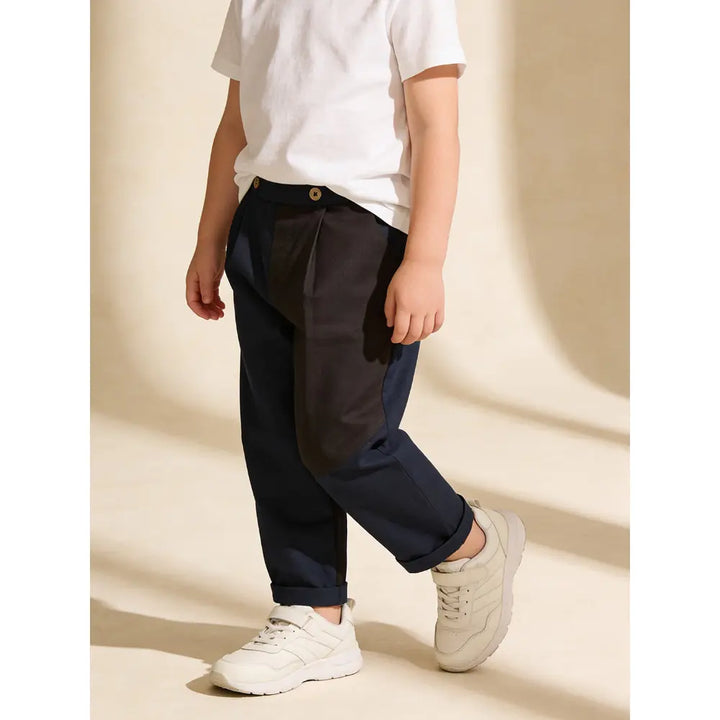 The Baby Trunk Unisex Comfy Patch Pants - Navy and Coffee