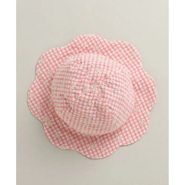 Sweetlime By AS Baby Girls Gingham Daisy Organic Cotton Co-ord Set with a Hat - Soft Pink