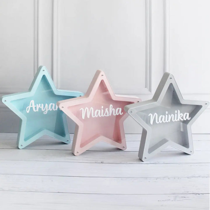 The Tiny Trove Star Piggy Bank - Grey