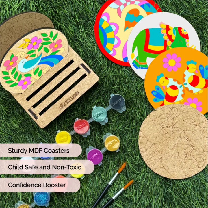 Shumee Craft DIY Coaster Painting Art Kit Featuring Mandala Madhubani Gond &amp; Pichwai Art Forms