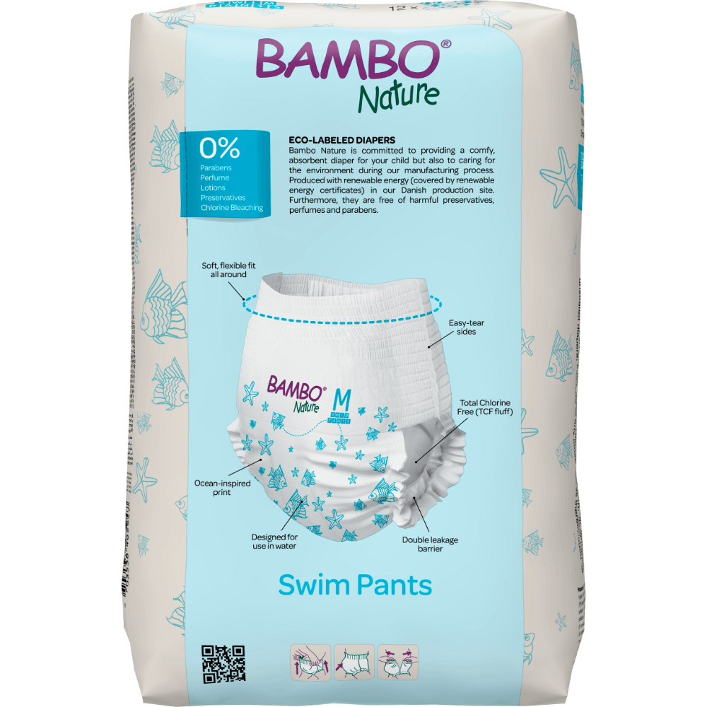 Bambo Nature Disposable Swim Diaper Pants, Medium (12+ kg)