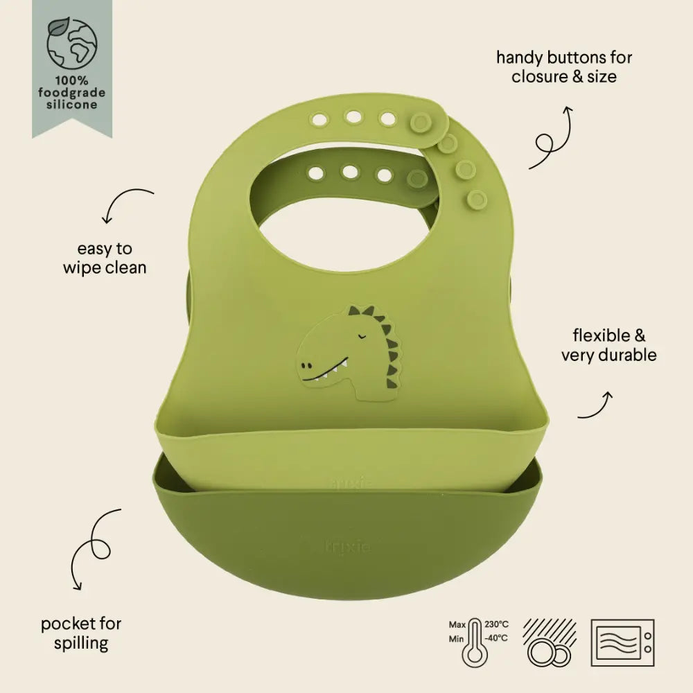Trixie Silicone Bib 2-pack - Mr. Dino