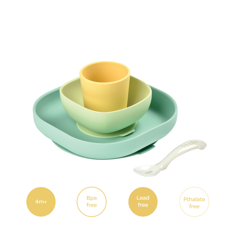 Beaba Silicone 4 pc Meal Set (Plate, Bowl, Cup & Spoon)