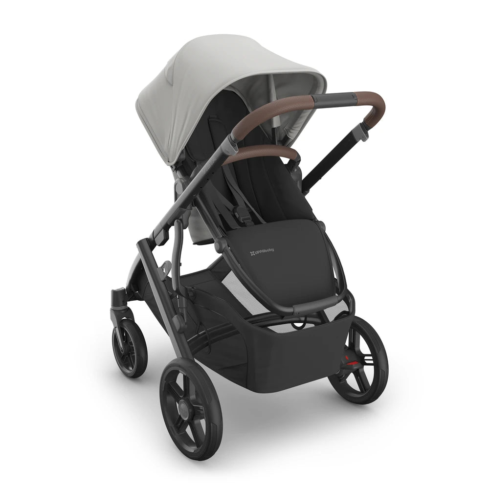 UPPAbaby Vista V3 Reversible Seat Stroller, Flat Recline, Multiple Seat Configurations, Converts to Sibling Stroller, Includes Insect Net and Rain Cover, up to 4 Years - Savannah/Pearl Grey